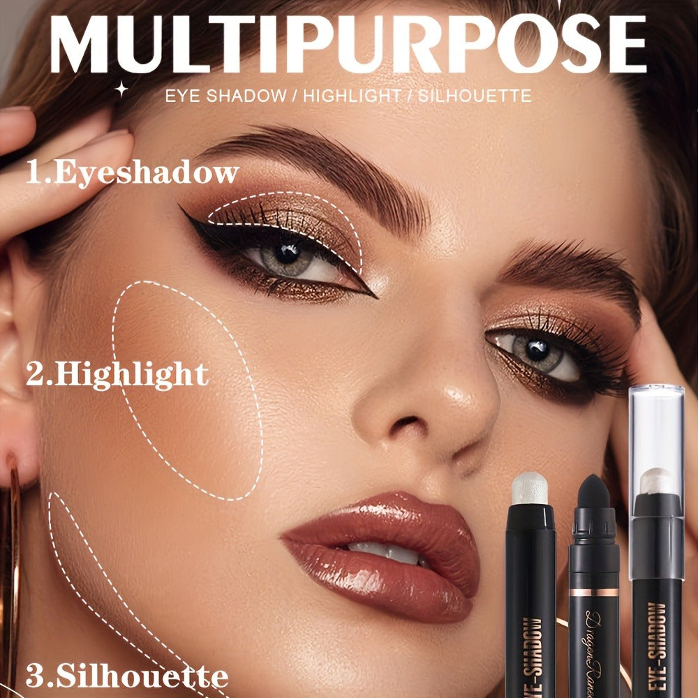 Shimmer Eyeshadow Stick Set 12 Pcs Double-Ended Glitter Cream Eye Shadow Pencil Waterproof Long-Lasting Squalane-Infused Makeup Kit for Women Daily Party Bridal - product image 2