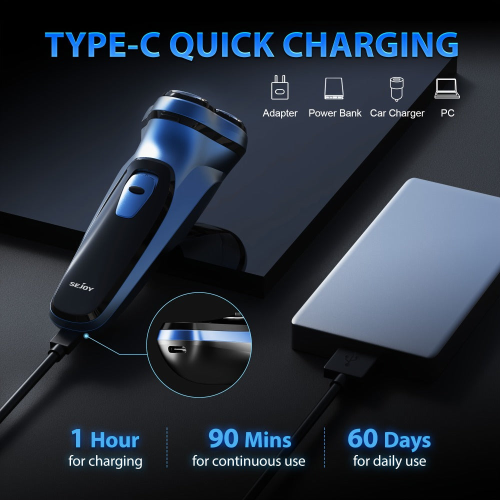 Cordless Electric Razor for Men Rechargeable Fast Charging Washable Heads Face Shaver — Smooth Close Shave Portable Electric Shaving Machine for Travel & Daily Use, Grooming Gift f - product image 9