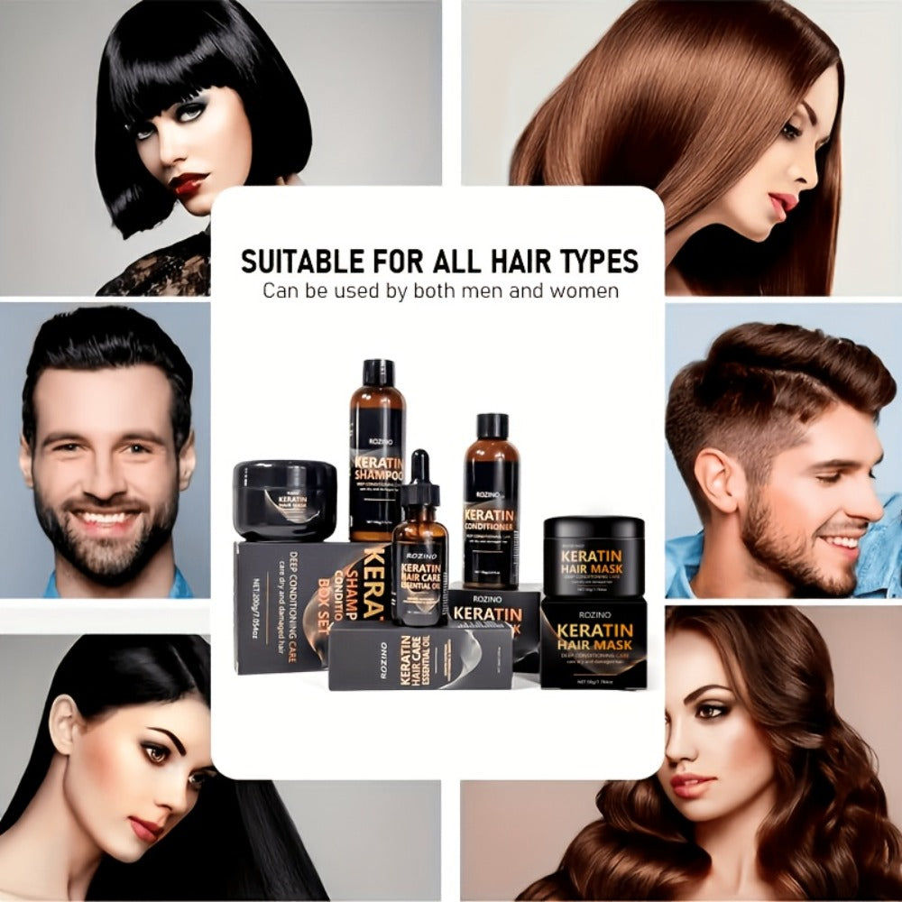 Keratin Hair Care Set 5pcs – Shampoo Conditioner Hair Mask & Essential Oil Bundle | Cleanses Strengthens Repairs Split Ends & Volumizes | Squalane Glycerin Formula for All Hair Typ - product image 11