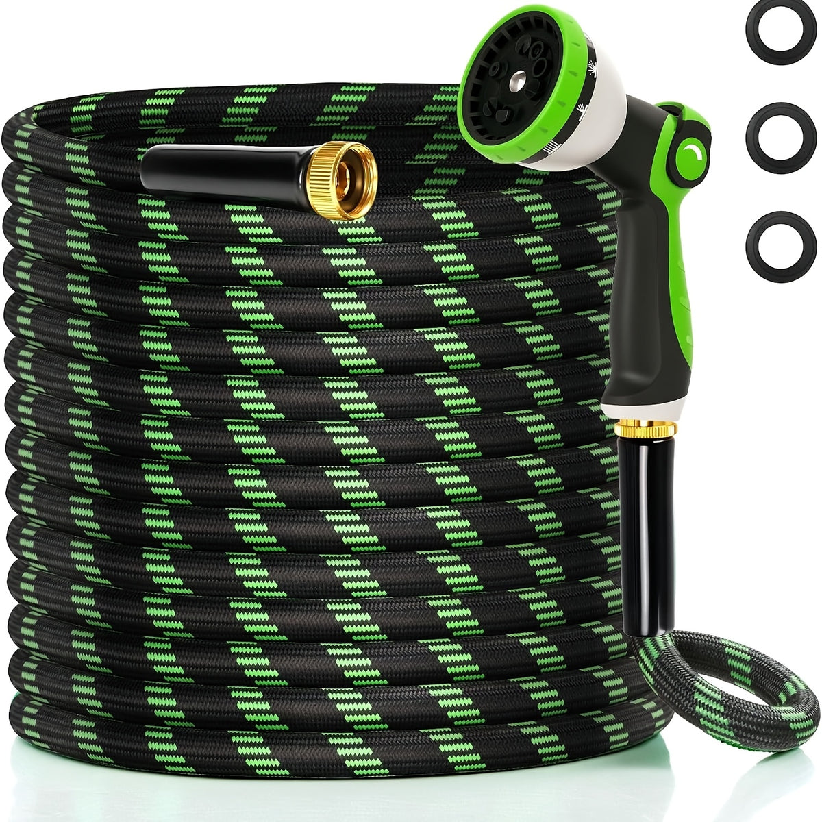 Garden Hose 100Ft/150Ft/75Ft/50Ft/25Ft/15Ft/10Ft with 10-Function High-Pressure Spray Nozzle, Lightweight, Non-Expandable Water Hose for Yard, Lawn, Car Wash - product image 3