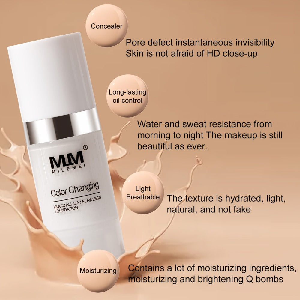 Color Changing BB Cream Foundation 3PCS Moisturizing Glycerin Lightweight Non-Cakey Natural Flawless Coverage - Buildable Tinted Moisturizer for All Skin Tones Unisex Makeup Set - product image 7