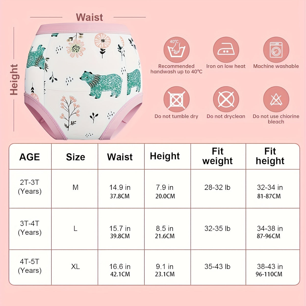 Potty Training Underwear, Toddler Absorbent Training Pants, Toddlers Pee Training Diaper Underwear Girl - product image 2
