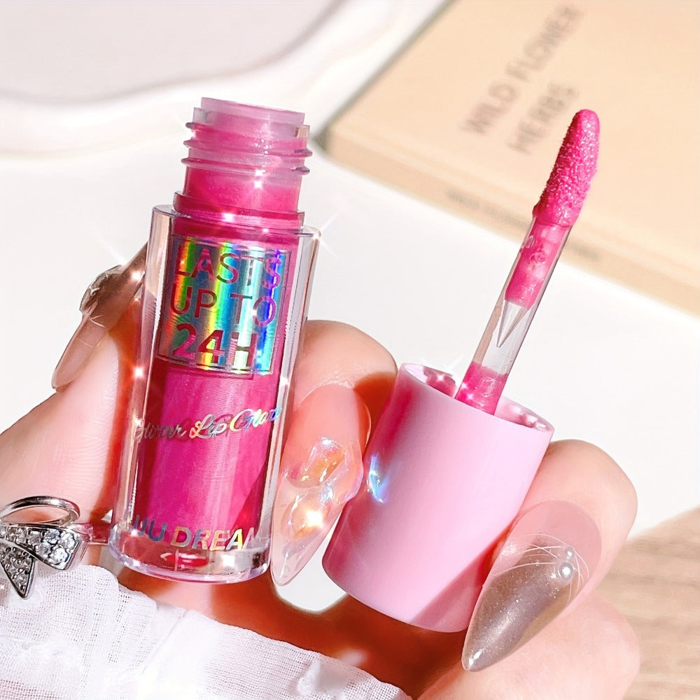 24H Waterproof Glitter Lip Gloss & Lip Stain Set 3PCS – Moisturizing Lip Oil Formula, Long-Lasting Smudge-Proof Glitter Shine in Berry Coral Pink Red Shades for Women All Skin Tone - product image 17