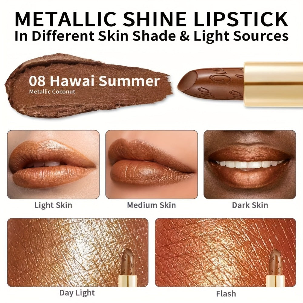 Metallic Lipstick Set 3 Pcs 24-Hour Smudge-Proof Transfer-Resistant Glossy Finish Full Coverage Long Lasting Lip Color Makeup Gift Set for Women 12.9G Each - product image 2