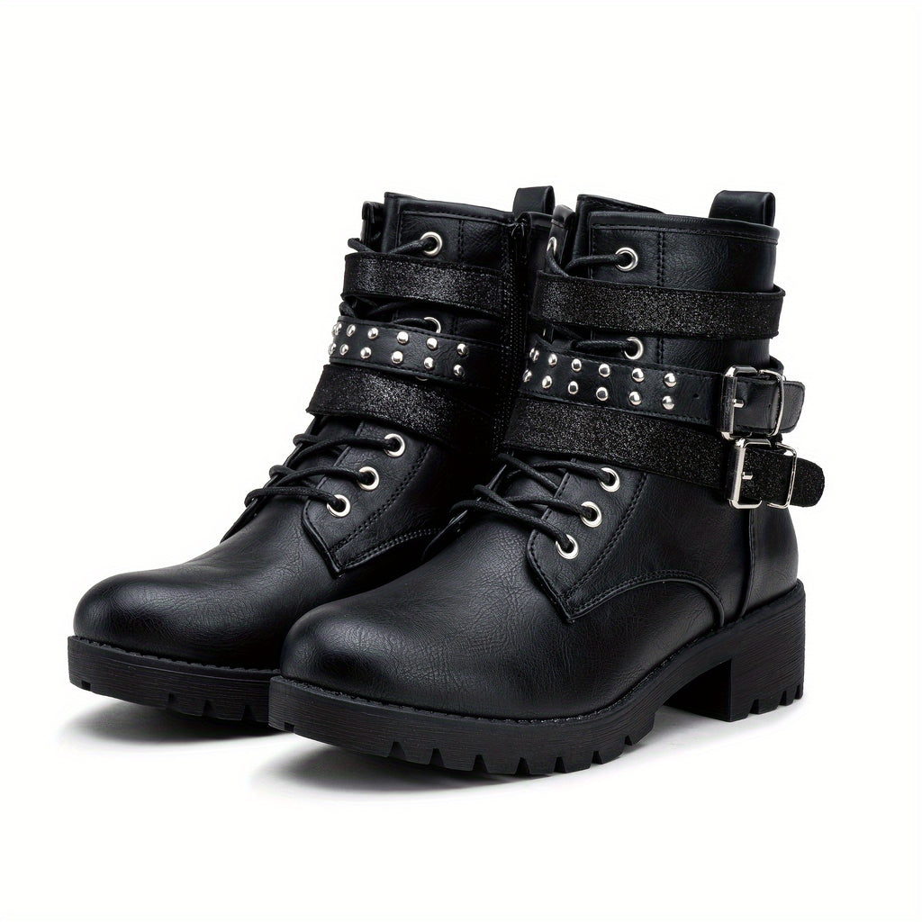 Womens' Combat Lace up Ankle Boots Motorcycle Booties, Women Shoes - product image