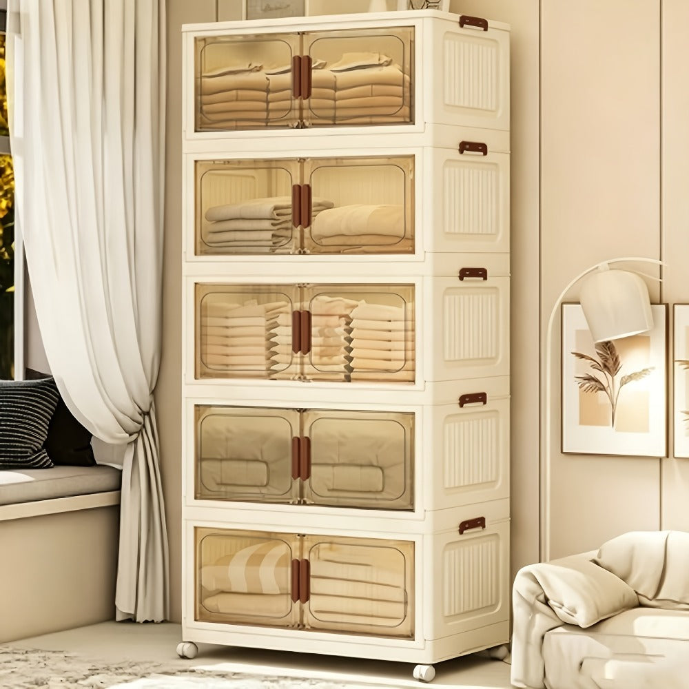 Foldable Storage Cabinet with Door – Multi-Layer Stackable Storage Box for Shoes, Clothes & Books | Large Closet Organizer for Bedroom, Bathroom, Kitchen, Office & Wardrobe - product image 24