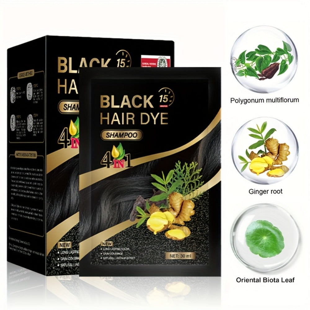 3-in-1 Hair Dye Shampoo Sachets Box of 10 Packs — Natural Color, Grey Coverage, Deep Cleansing, No-Mix Formula, Travel-Friendly Individual Packaging for Women & Men, Black Brown Ch - product image 11