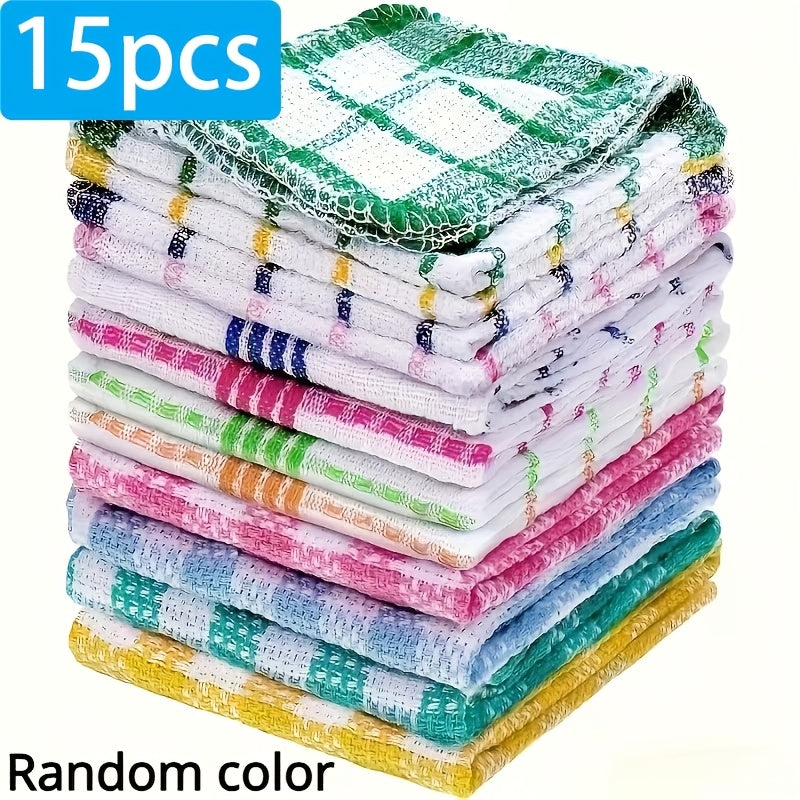 15 Kitchen Dishcloths, Soft and Absorbent Cleaning Cloths, Household Cleaning Tools Reusable and Durable Kitchen Wipes, Quick-Drying Scrubbing Cloths Reusable - product image