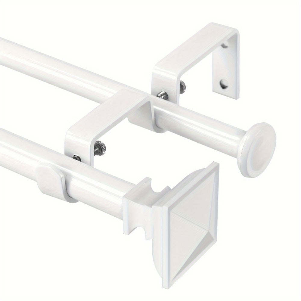 Double Curtain Rod Set with Square Urn Finials Adjustable Double Drapery Rod 5 Finishes 2 Sizes Window Curtain Hardware Easy Install - product image 10