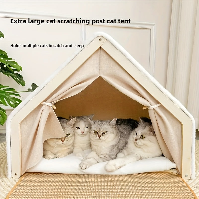 Cat House Semi-Enclosed Shell Design with Sisal Scratching Pad Tent Hideout for Small Medium Cats Indoor Living Room Bedroom Study XL for Camping & Outdoor - product image 3