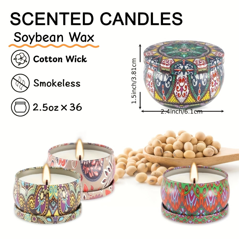 Candle Gift Set 36-Pack – Natural Soy Wax Scented Candles in Tin Cans, Aromatherapy Candles for Yoga, Spa, Bath & Home Decor, Portable Travel Candles, Perfect Gift for Women & Men, - product image 3