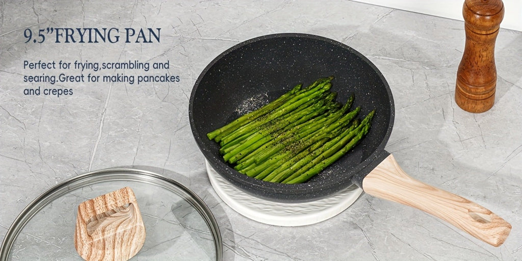 Pots and Pans Set 12-Piece Non-Stick Kitchen Cookware – Complete Cooking Set with Frying Pan | Durable Even-Heating Non-Stick Coating | Available in Black & White | Home Kitchen Es - product image 11