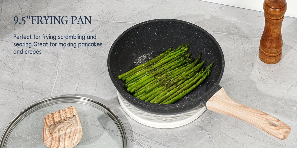 Pots and Pans Set 12-Piece Non-Stick Kitchen Cookware – Complete Cooking Set with Frying Pan | Durable Even-Heating Non-Stick Coating | Available in Black & White | Home Kitchen Es - product image 11