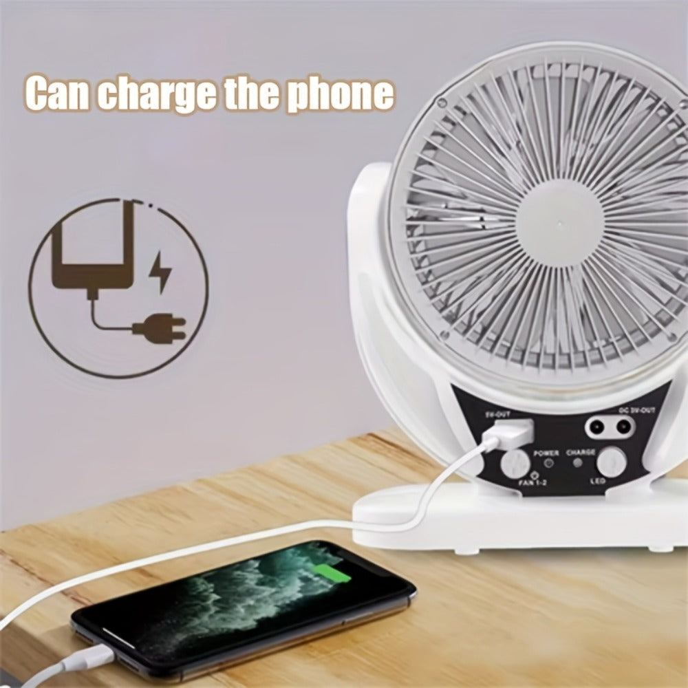 Solar Fan Portable Camping Fan with Solar Panel and USB Charging Adjustable Speed and Angle Phone Charging Function Emergency Power Outage Outdoor Travel Fan - product image 6