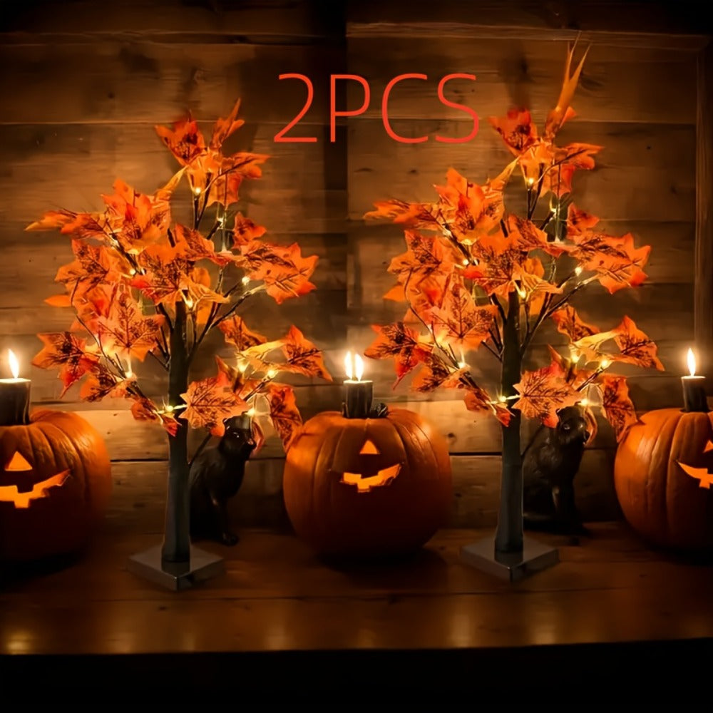 LED Maple Leaf Tree Table Lamp 2 Pack - 21 Inch Battery Powered Artificial Tree Light for Home Room Balcony Thanksgiving Christmas Fall Autumn Decor Indoor Festival Decoration - product image 3