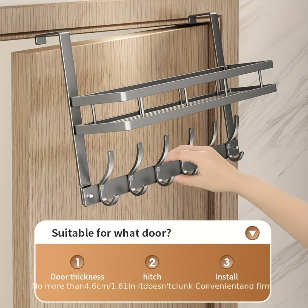 Over Door Hook Rack No Drilling Metal Storage Organizer – 4 5 6 Hooks for Bedroom Bathroom Kitchen, Versatile Door Hanger for Coats Towels Bags & Robes - product image 5