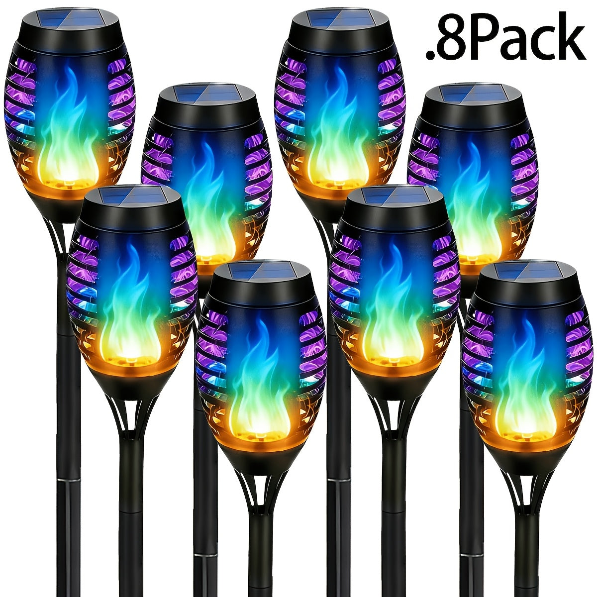 16-8pcs Solar Torch Lights With Smart Light Control, Upgraded Solar Torches Featuring Flashing Flames, Suitable For Garden Lawn Decoration, Solar Outdoor Lights - product image 11