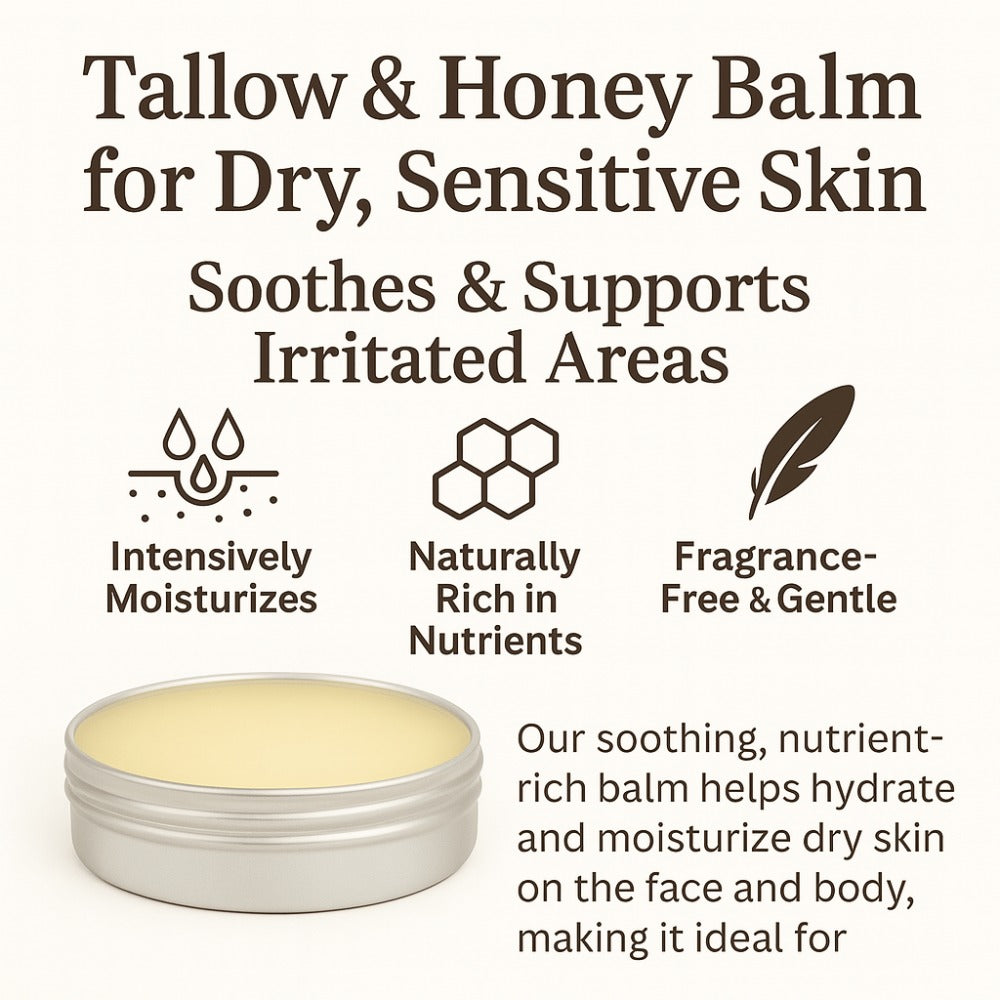 Tallow Balm Grass-Fed Natural Moisturizer for Dry Skin — Deep Hydrating Handcrafted Body Balm 3 Scents Chamomile Rose Honey Frankincense Myrrh, Nourishing Skin Balm for Women Men - product image 5