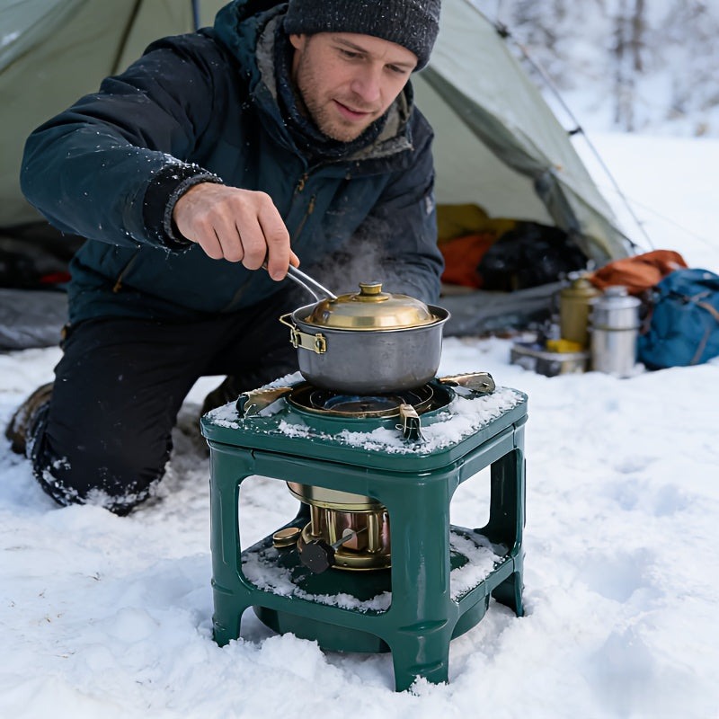 Travel-friendly Kerosene Paraffin Camping Stove Outdoor Heater Adjustable Flame Featherlight Military Green Stove for Camping Picnic Barbecue Backpacking Survival Emergency