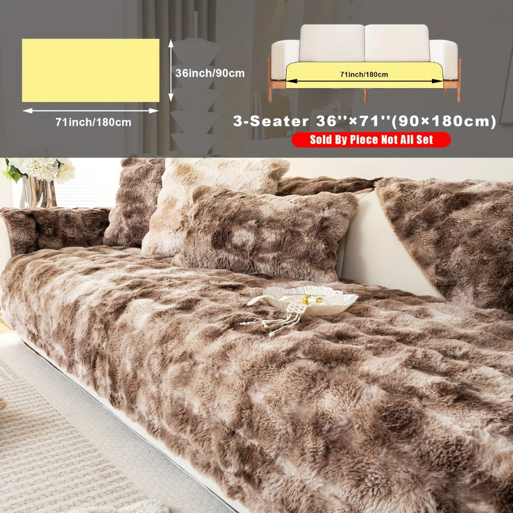 Plush Sofa Cover Faux Lamb Thick Fluffy Couch Slipcover Pet Friendly Machine Washable Gradient Color Polyester Furniture Protector for Armchair Single Double Triple Sofa Living Roo - product image 21