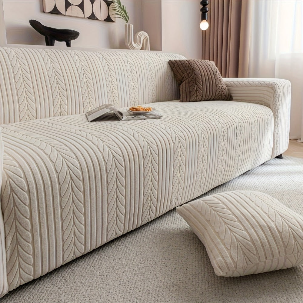 Sofa Cover Stretchy Washable Slipcover for 1 2 3 4 Seater Couch, Zigzag Textured Fabric, Scratch Slip Resistant Furniture Protector, Cream White Light Grey Dark Gray Coffee Brown - product image 2