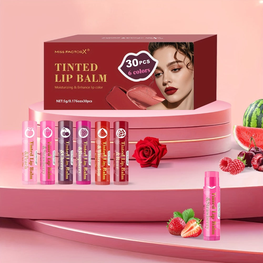 Tinted Lip Balm Set 30 Pieces Moisturizing Lip Gloss Gift Collection Hydrating Sheer Color Luminous Shiny Finish Bulk Lip Care Set for Women Daily Wear Birthday Holiday Bridal Gift - product image 2