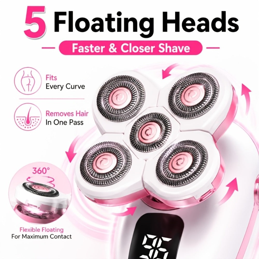 Waterproof Electric Shaver for Women & Men – IPX6 Rotary Head, Wet & Dry Body Hair Removal, Floating Head, Type-C Charging, LED Display, Underarm Leg Arm Face Shaver, Holiday Gift - product image 2