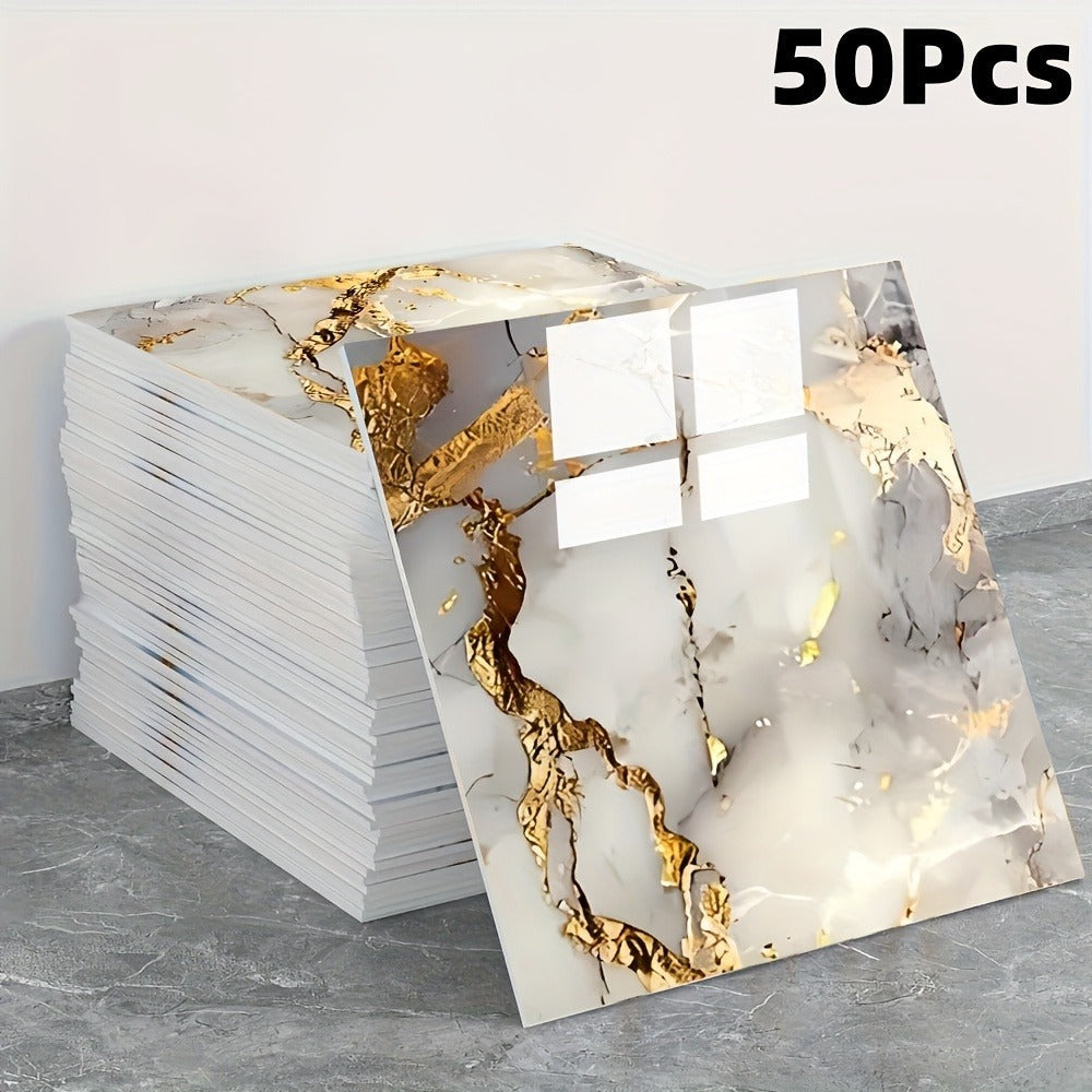 Peel and Stick Wall Tile Stickers Marble Pattern Self-Adhesive Waterproof Glossy Wallpaper 50/100Pcs for Kitchen Bathroom Living Room Home Decor - product image 6