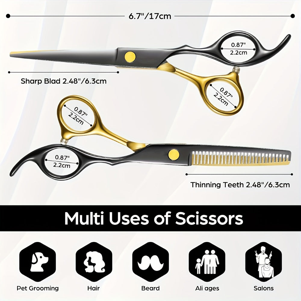 Hair Cutting Scissors Set 6 Inch Stainless Steel with Thinning Shears & Barber Comb – Colorful Professional Hairdressing Shears Kit for Men Women Salon Home - product image 5