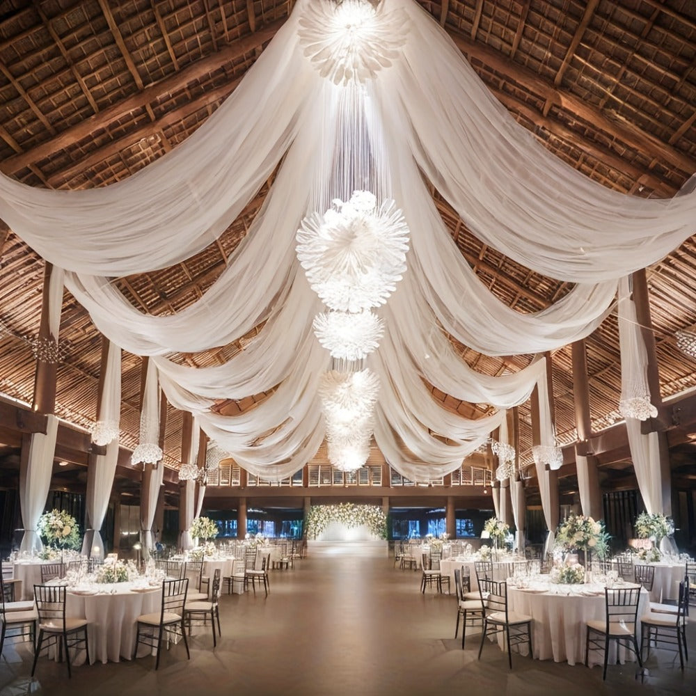 Chiffon Draping Fabric for Wedding Arch 32.8Ft | Sheer Backdrop Curtain for Ceremony, Reception & Bridal Shower Decor, Lightweight Nylon Drape for Party Arch, Birthday & Event Back - product image 3