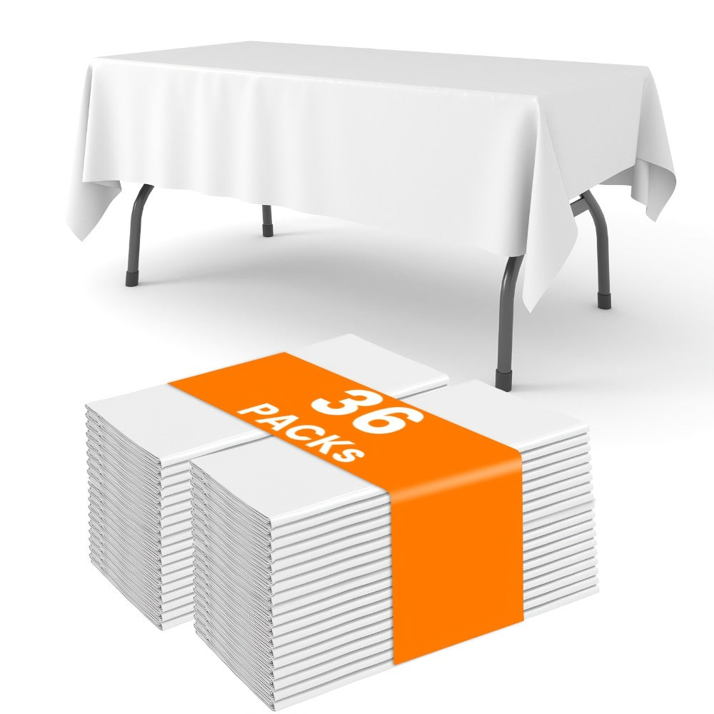 Disposable Plastic Tablecloths 18/36 Pack 54x108 Inch – Leakproof Sturdy White Table Cover for Party Picnic Wedding Birthday Banquet Outdoor Event Decorative Table Cloth Bulk Pack - product image 5