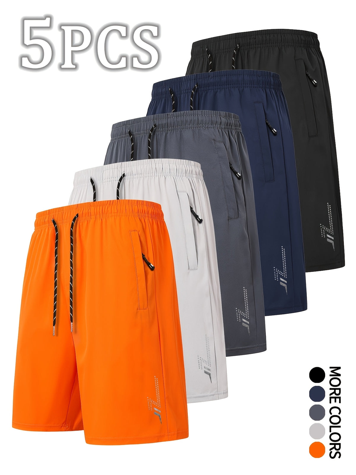 5pcs Men's Summer Fashion Shorts, Soccer and Basketball Men's Sports Shorts, Multi-Color Combination Versatile Summer Shorts Set, Quick-Dry Athletic Fitness - product image 2