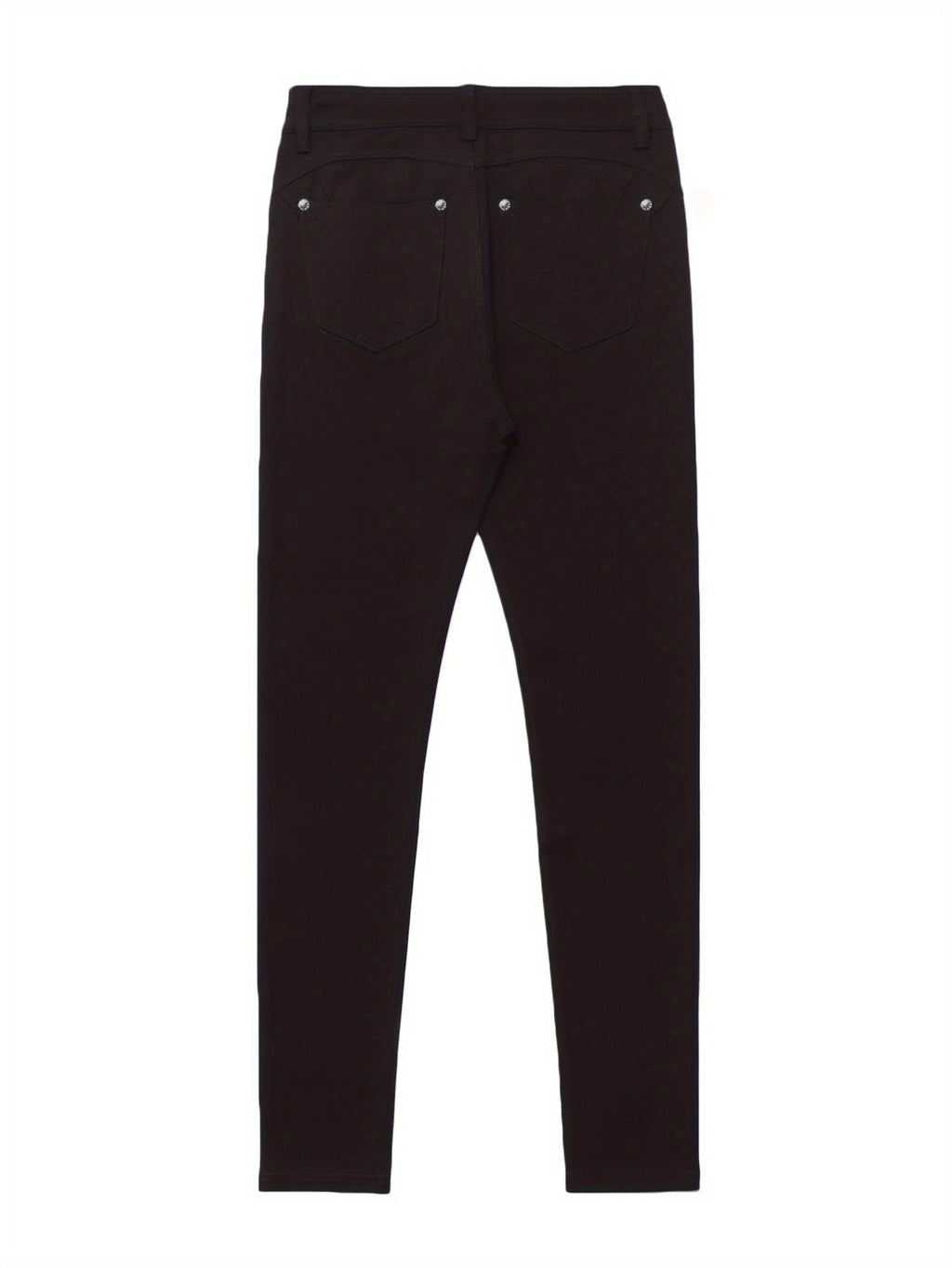Women's Black High-Waisted Skinny Jeans - Stretchy Fabric, Button Accents, Multiple Pockets, Long Length, Casual Street Style, Allseason Pants, Casual - product image 28