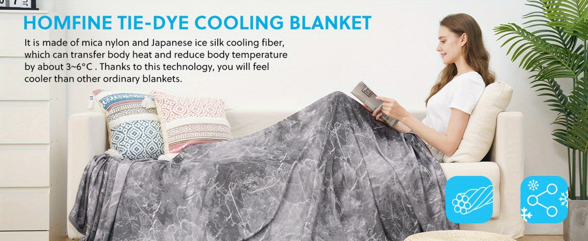 Cooling Blanket Summer Quilt - Breathable Moisture-Wicking Thin Blanket 30% Polyester 70% Nylon, Physical Cooling for Bedroom Office Dorm, Tie-Dye & Pattern Designs - product image 23