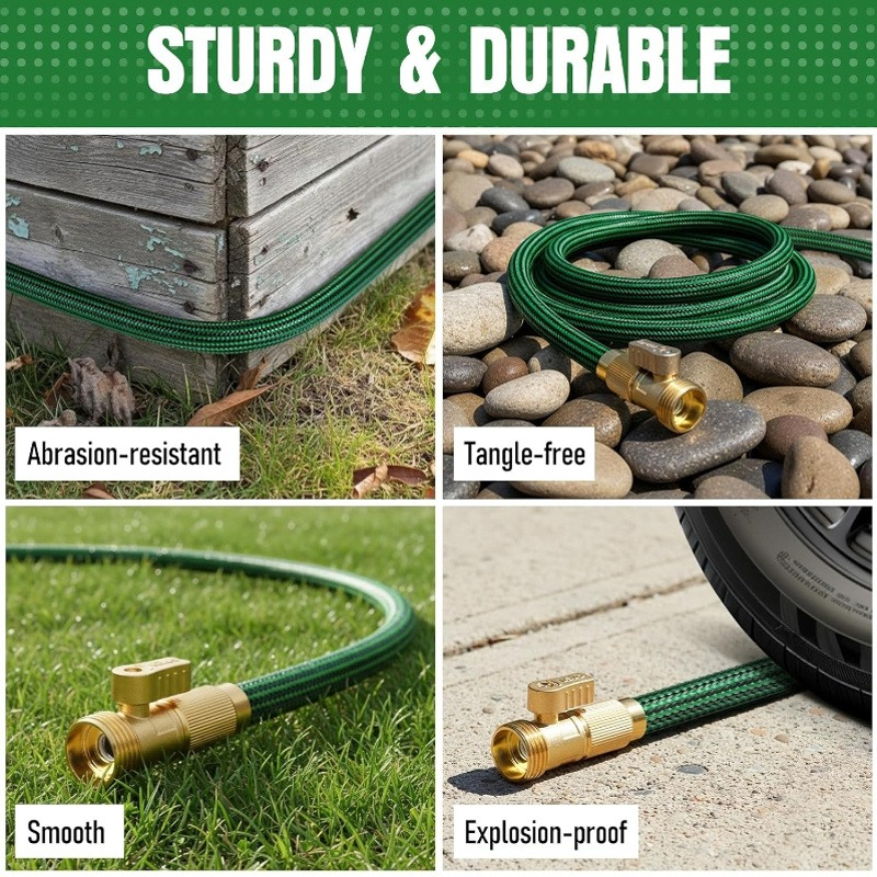 Heavy-Duty Rubber Garden Hose with 9-Function Nozzle | Non-Expandable, Kink-Resistant – 25/50/75/100FT - product image 8