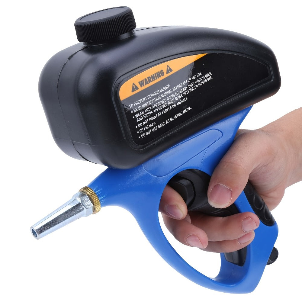 Sandblaster Gun for Air Compressor Pneumatic Abrasive Blasting – 90 PSI Max, 500ml Tank, Small Nozzle, for Metal Rust Removal, Glass Etching, Polishing & Auto Repair – Blue, Red &  - product image 17