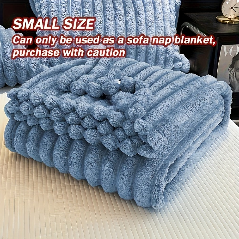 Reversible Faux Rabbit Hair Blanket – Thickened Soft Thermal Throw for Bed, Nap, Office & Camping, All Season, 4 Colors, 5 Sizes - product image 8
