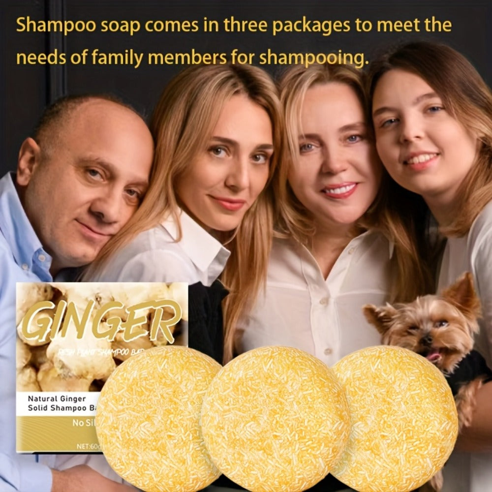 Ginger Shampoo Bar 3pcs × 60g — Natural Handmade Solid Shampoo Bar, Sulfate-Free, Paraben-Free & Vegan | Scalp Stimulating Ginger Formula for Hair Growth | All Hair Types | Unisex  - product image 9