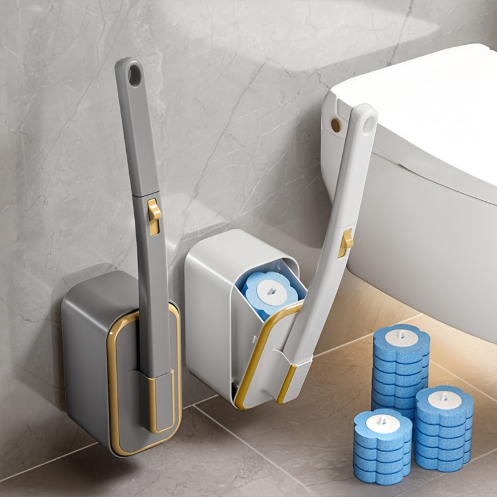 Wall-Mounted Toilet Brush Set with 8 Disposable Heads | No-Drill Easy Install, Long Handle Bathroom Cleaning Brush, Replaceable Brush Heads for Toilet Bowl, Home & Commercial Use,  - product image 2