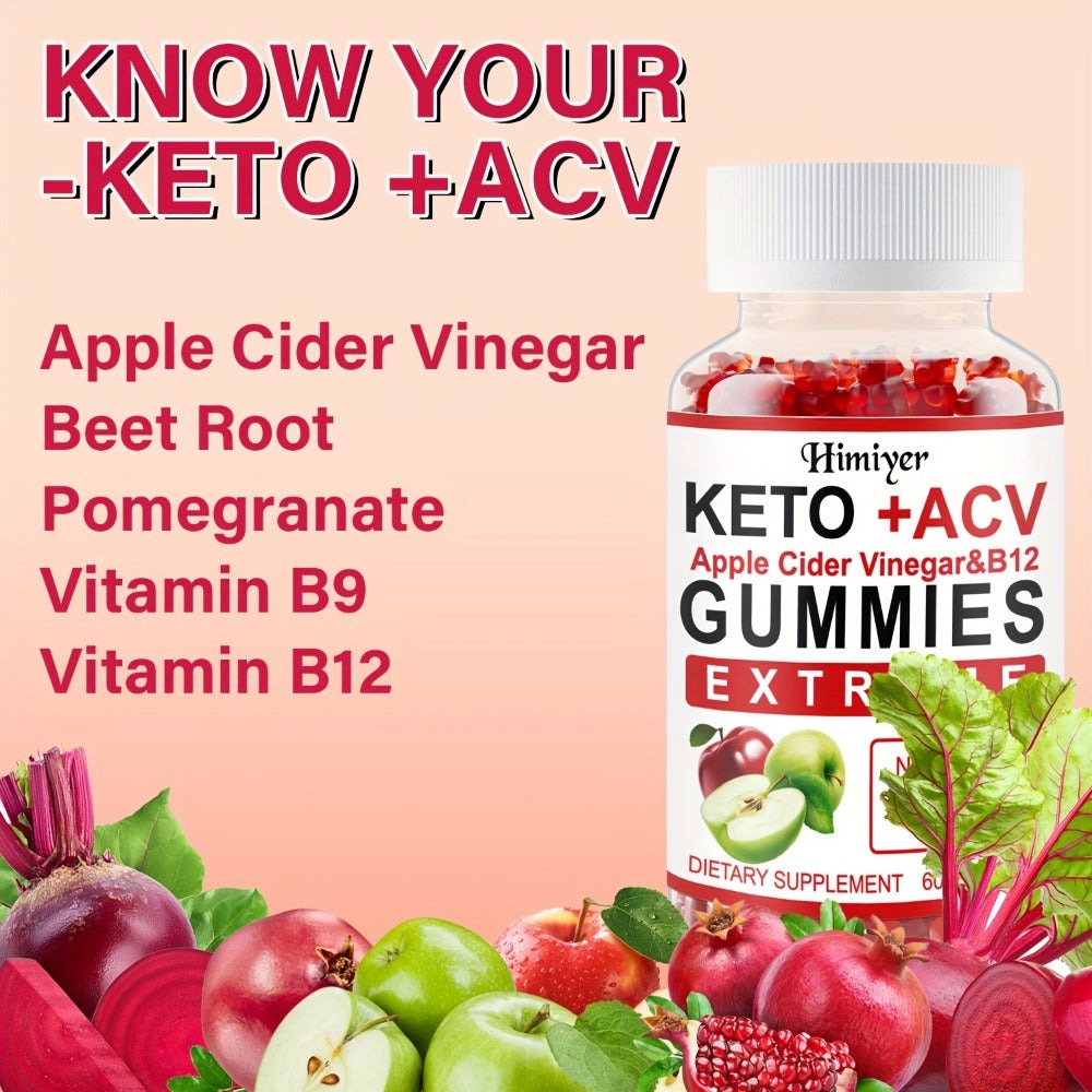 Apple Cider Vinegar Gummies with B12, Pomegranate & Beet Juice Powder — Keto ACV Supplement for Metabolism, Energy, Digestion & Detox Support | Vegetarian | 2-Month Supply 2 Bottle - product image 3