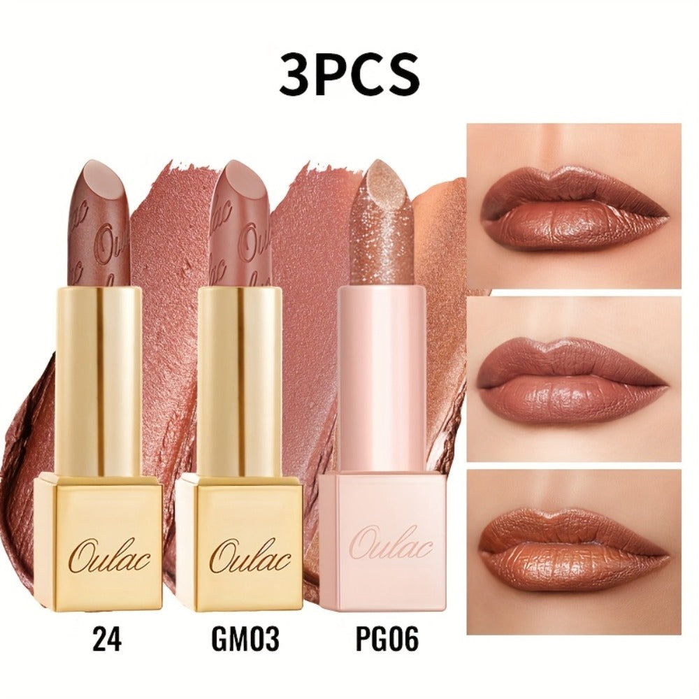 Metallic Lipstick Set 3 Pcs 24-Hour Smudge-Proof Transfer-Resistant Glossy Finish Full Coverage Long Lasting Lip Color Makeup Gift Set for Women 12.9G Each - product image 5