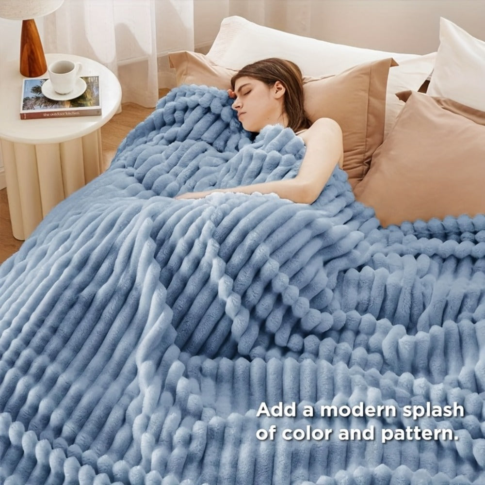 Reversible Faux Rabbit Hair Blanket – Thickened Soft Thermal Throw for Bed, Nap, Office & Camping, All Season, 4 Colors, 5 Sizes - product image 14