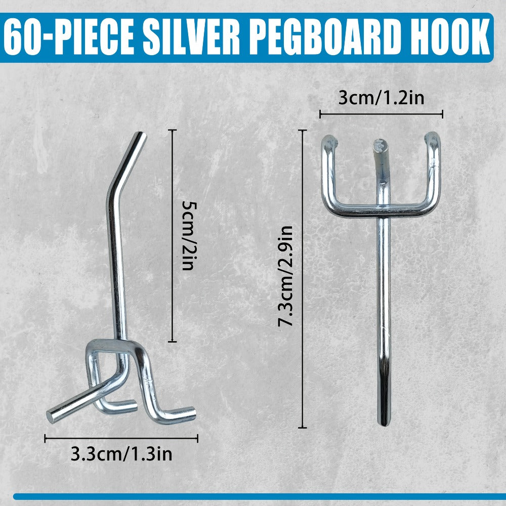 Pegboard Hooks 60pcs Stainless Steel 2 Inch Single Hole – 1-Inch Spacing Board Hooks for Tool Organization in Garage Workshop Warehouse Garden & Storage - product image 3