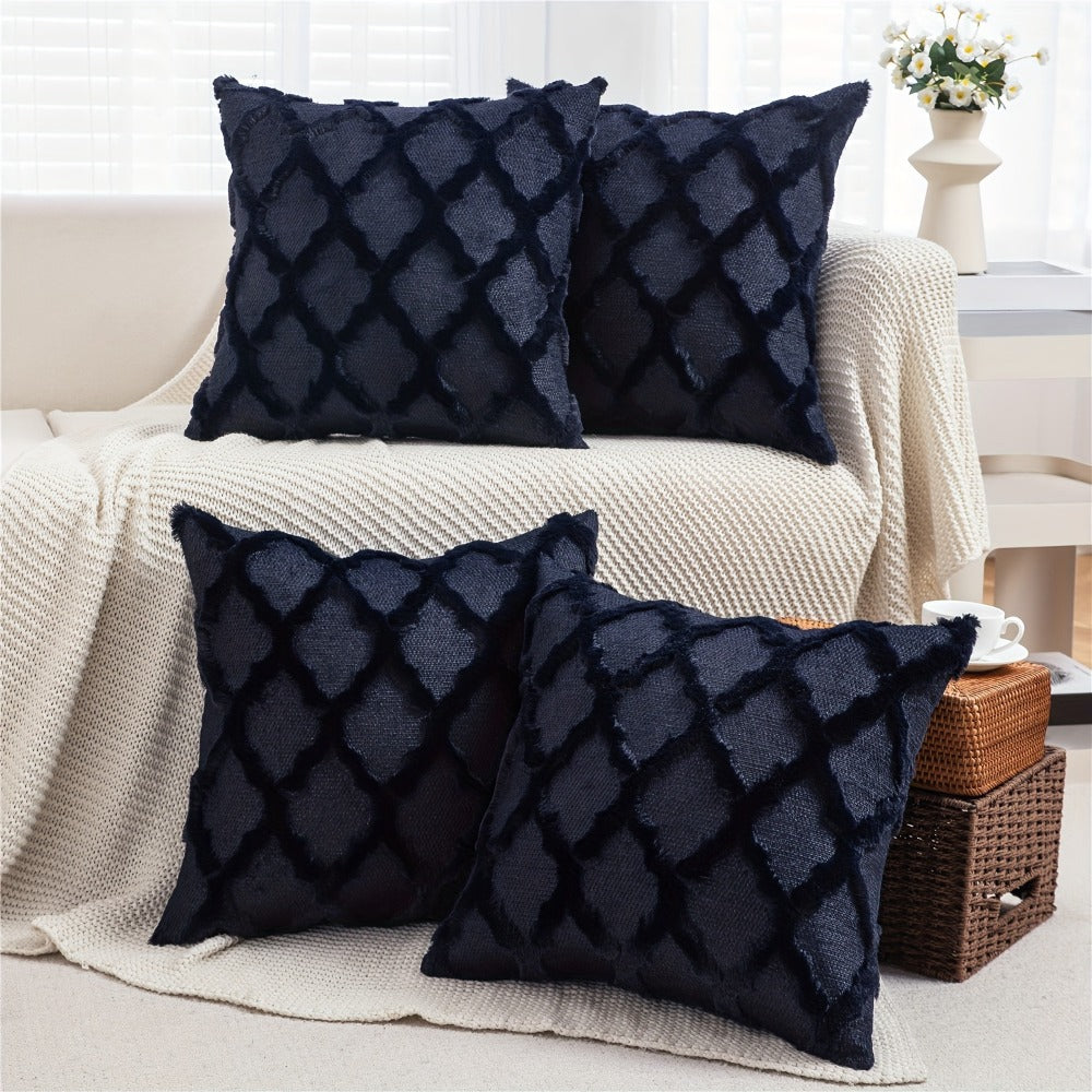 Decorative Pillow Covers 18x18 Set of 4 Boho Soft Plush Faux Wool Throw Pillow Cases with Zipper for Sofa Couch Bedroom Living Room - Luxury Cushion Covers - product image 5