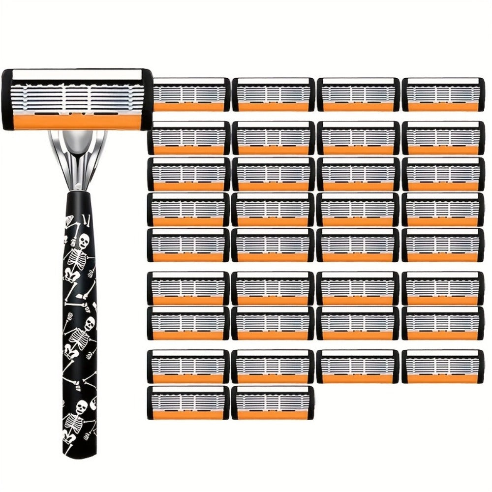 Safety Razor for Men 7-Layer Progressive Blades — Non-Slip Stainless Steel Handle Classic Double Edge Razor for Beard & Mustache Grooming, 1 or 2 Handle + 15–36 Blade Pack Options - product image 15