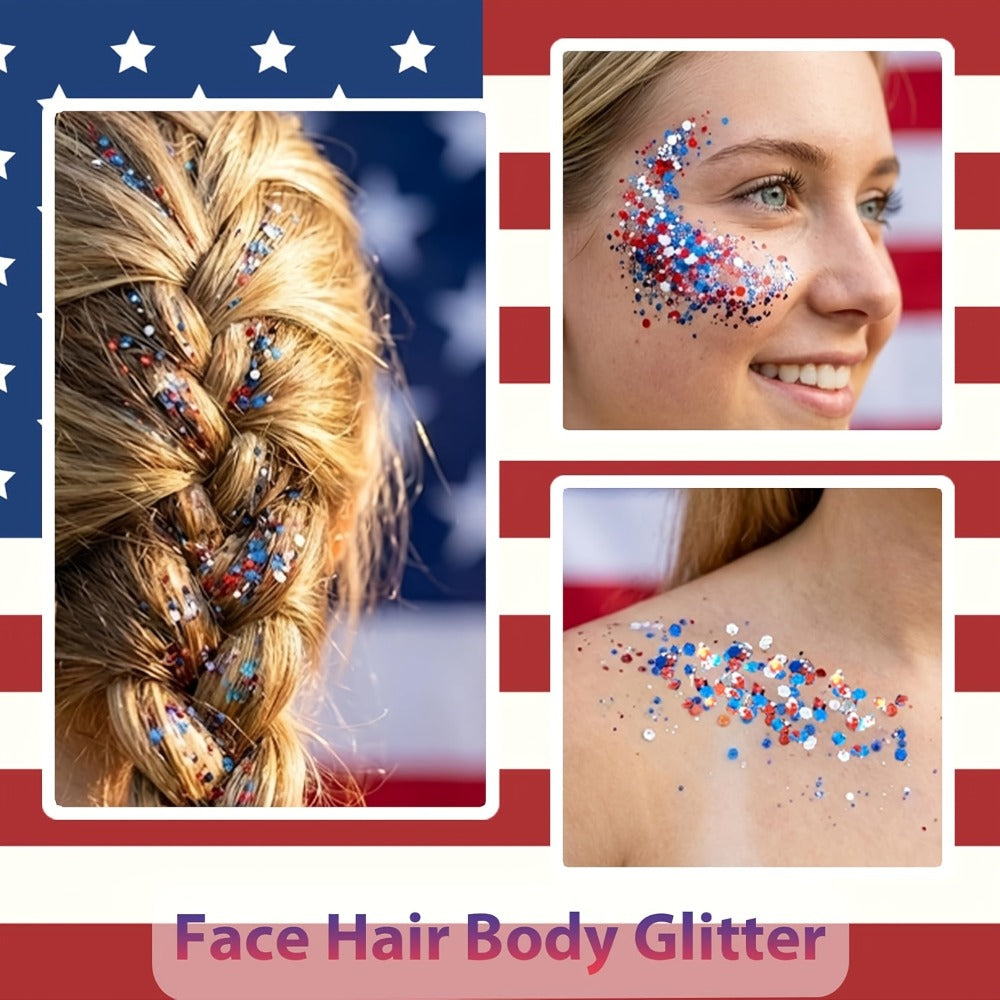 Glitter Makeup Stick Red & Blue Multi-Use Glitter Gel for Face Hair & Body – Patriotic American Flag Theme for July 4th Independence Day Sports Events & Stage - product image 8