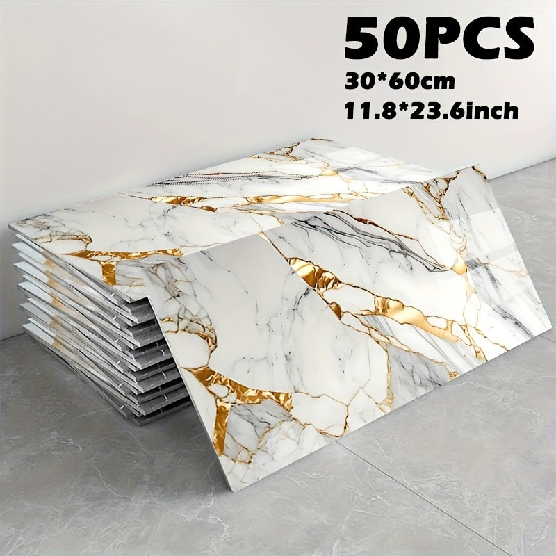 Peel and Stick Marble Tile Stickers – Self Adhesive Foam Wall Tiles for Bathroom Kitchen Office Bohemian Home Decor (50/100pcs, White/Gray/Black/Blue Gold) - product image 31