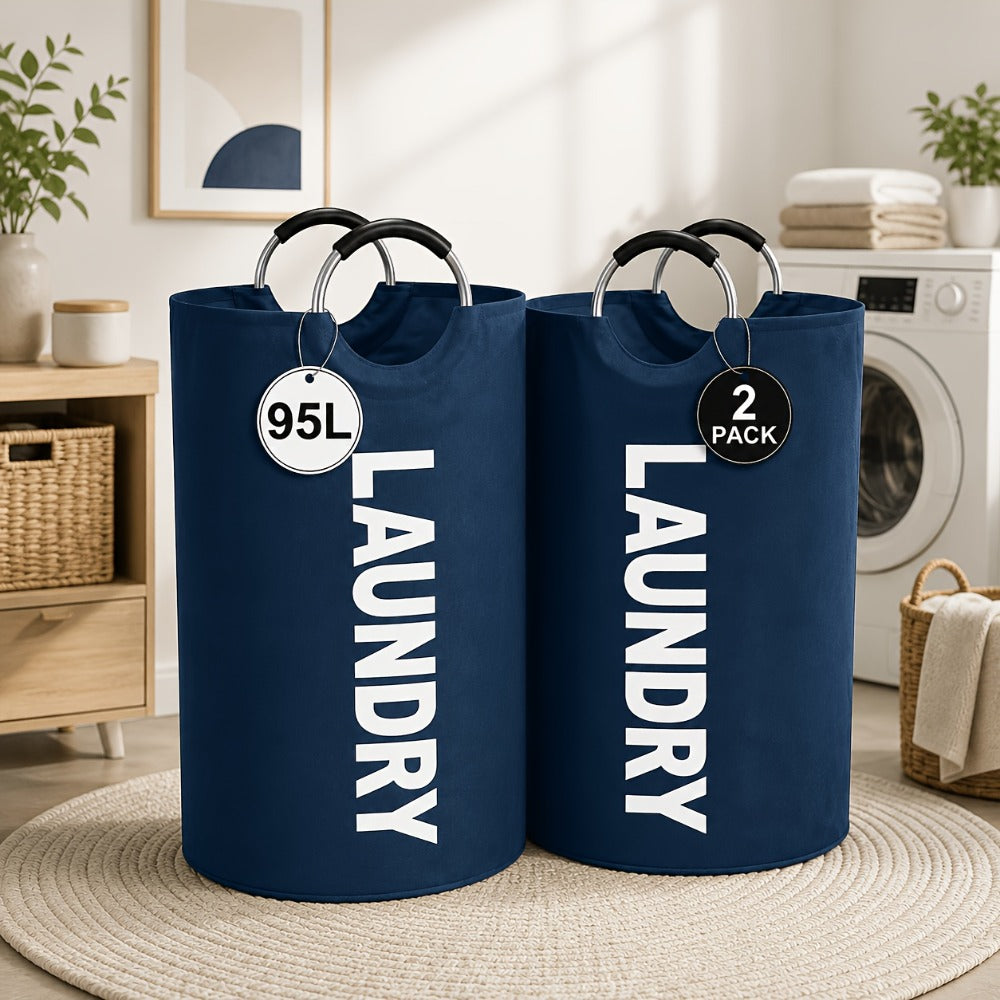 Extra Large Foldable Laundry Basket Set 95L/25.1 Gal Waterproof Oxford Cloth Tall Storage Baskets for Bedroom Bathroom Dorm Wardrobe Organization - product image 5