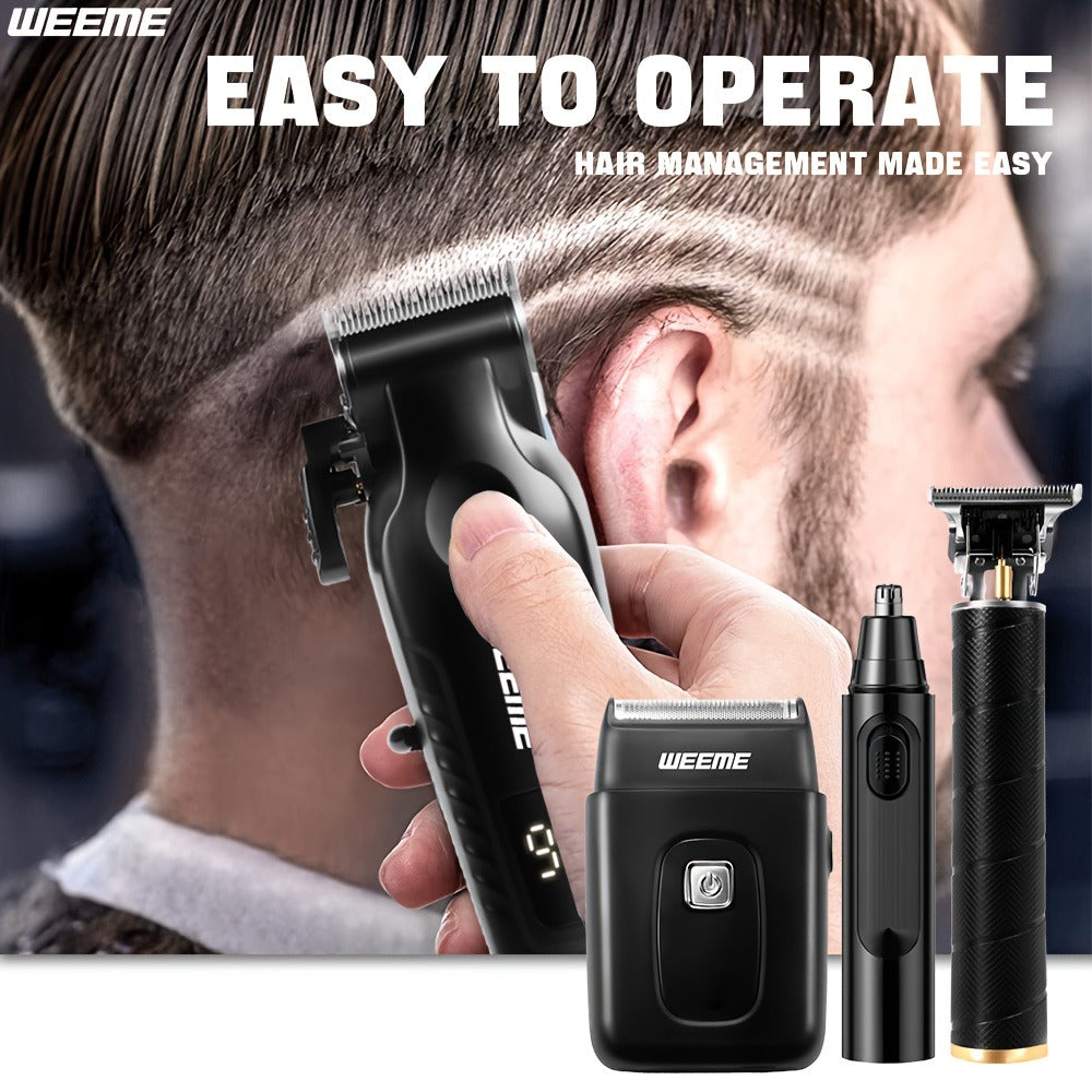 Men's Grooming Kit 4-Piece Set – USB Rechargeable Hair Clipper, Nose Trimmer, Electric Shaver & T9 Detailer with 8 Guide Combs, Professional Cordless Beard Trimmer Set for Men - product image 6