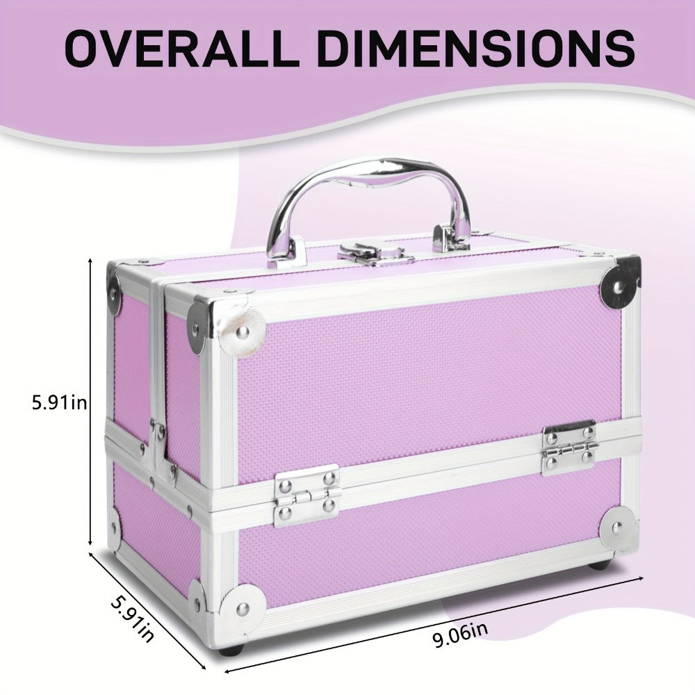 Rolling Makeup Case Aluminum 4-in-1 Extra Large Professional Cosmetic Trolley with 360° Swivel Wheels for Makeup Artist Tattoo Artist Salon Travel Black Pink Silver - product image 6